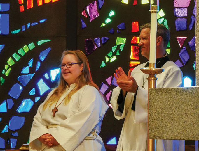 Kara Jackson, a young woman with Down syndrome who wants to serve Mass in all 50 states, in Northglenn, Colorado. 