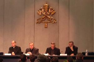 Representatives from the Pontifical Council "Cor Unum" present the Pope's 2016 Message for Lent, Jan. 26, 2016