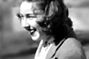 Flannery O'Connor in 1947; stamp image courtesy of the USPS