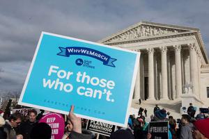 The March for Life crowds gather before the Supreme Court building in Washington Jan. 27, 2017. 