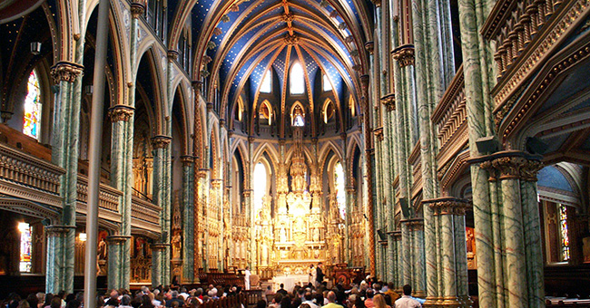 The interior of Notre Dame in Ottawa.