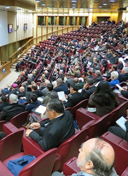 Ecclesia in America participants meet Dec. 10 in the Vatican's Synod Hall.