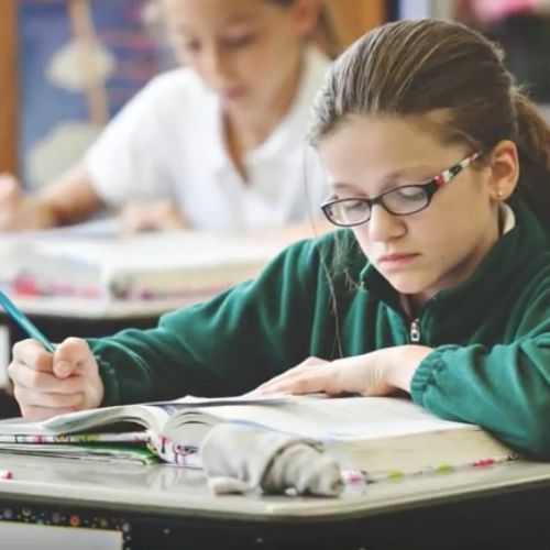 Students at Christ the King School in Springfield, Ill.