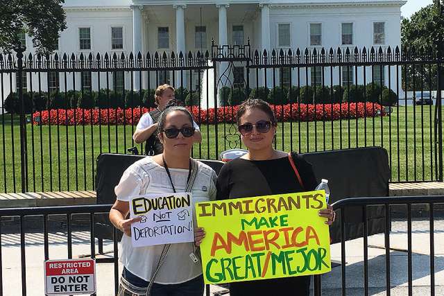 Protesters against the end of DACA outside the White House Sept. 5.