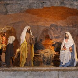 The Vatican's large Nativity scene, pictured here in St. Peter's Square last year, is kept under wraps until Christmas Eve. 