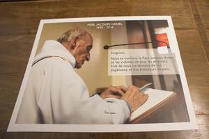  Photograph of Father Jacques Hamel present at the Sept. 14 Mass Pope Francis celebrated in memory of the murdered French priest.