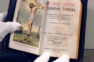 When Lyndon B. Johnson took the presidential oath of office in Dallas after the Nov. 22, 1963, assassination of President John F. Kennedy, aides were unable to locate a Bible for the ceremony. This Saint Joseph Sunday Missal was found aboard Air Force One and used for the swearing-in ceremony.