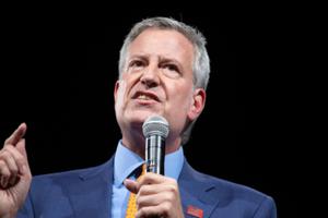 Mayor Bill de Blasio speaks at the Presidential Forum on Gun Safety on August 8, 2019.