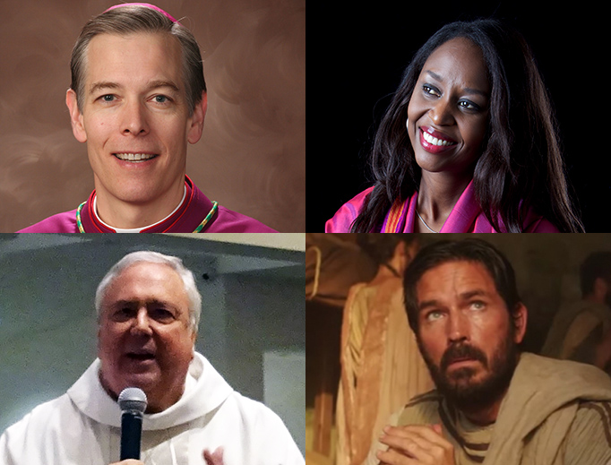 Clockwise, from upper left: Archbishop Alexander Sample, Immaculée Ilibagiza, Jim Caviezel, Deacon Steve Greco