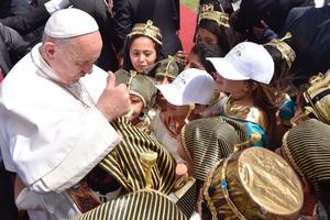 Little pharaohs meet the Pope at Mass in Cairo, April 29, 2017.