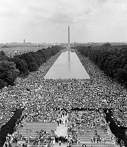 View of the National Mall during the March on Washington for Jobs and Freedom Aug. 28, 1963.