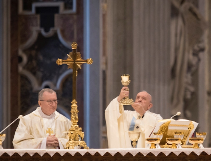 Pope Francis celebrates Mass for Solemnity of Mary, Mother of God Jan. 1, 2020. 