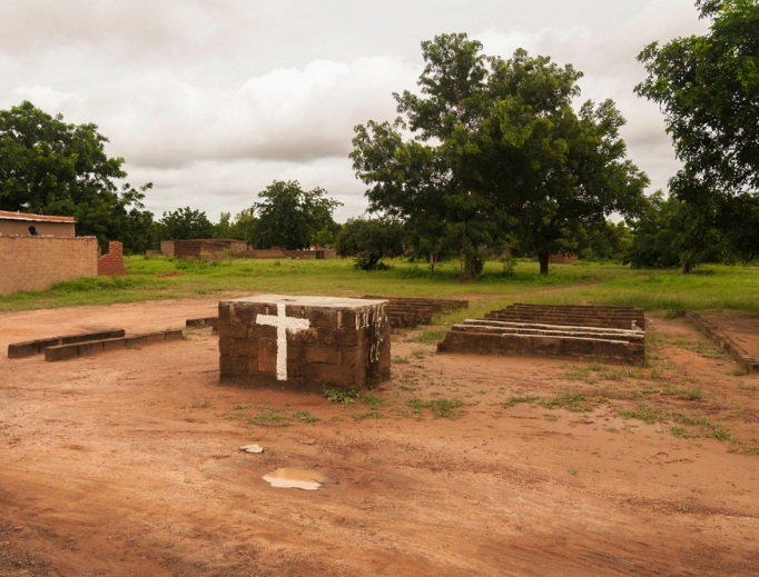 A church in the suburban area of Ouagadougou, Burkina Faso.