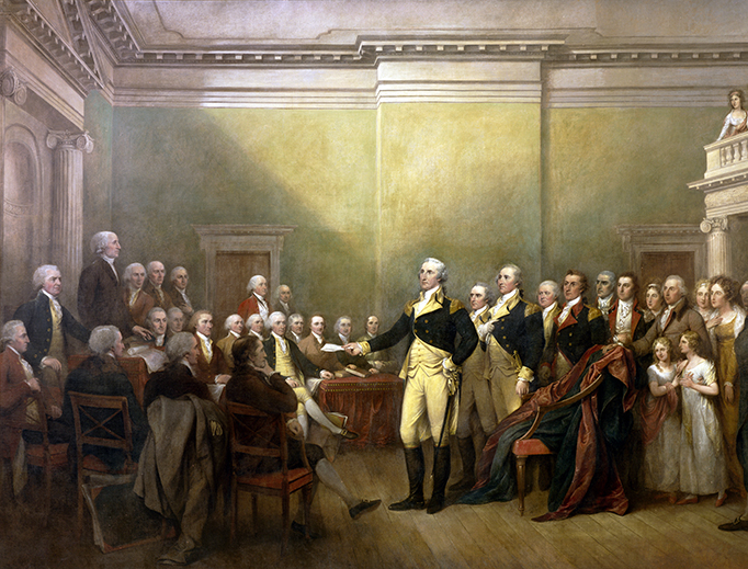 John Trumbull (1756-1843), “General George Washington Resigning His Commission”