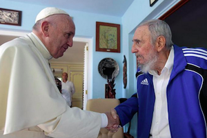 Pope Francis meeting Fidel Castro in Havana on Sunday.