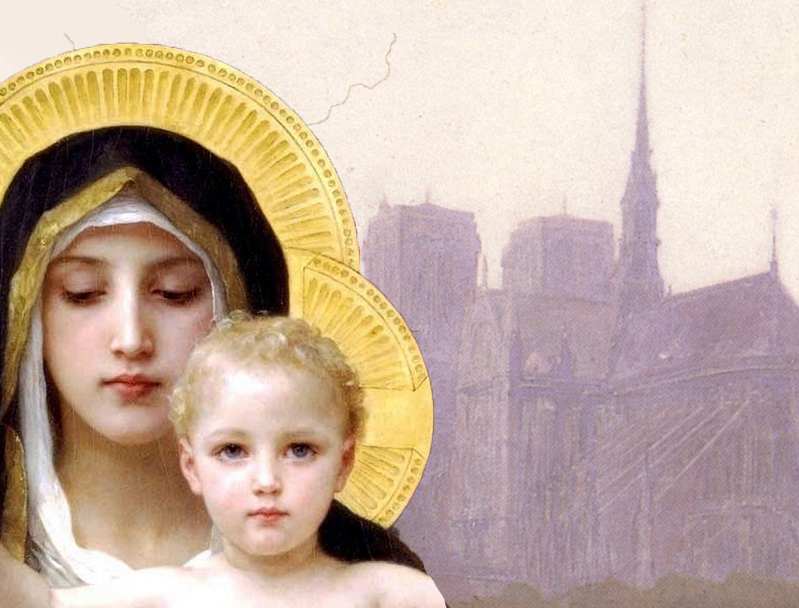William-Adolphe Bouguereau, “La Bohémienne” (1890) and “La Vierge au Lys” (1899), composite