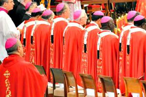 Archbishops wear the pallium they received from Pope Francis in St. Peter’s Basilica on June 29, 2014.