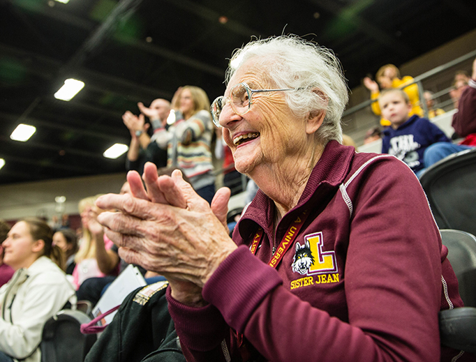 ABOVE: Photo of Sister Jean by Natalie Battaglia, courtesy of Loyola University Chicago. BELOW: Courtesy of Loyola University Chicago.