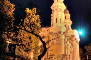 The Ruthenian Catholic Cathedral of the Exaltation of the Holy Cross in Uzhhorod City, Ukraine, was built in the 17th century. 

