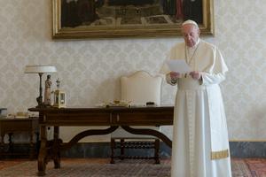 Pope Francis leads the world in an 'Our Father' praying for those suffering from coronavirus, March 25, 2020. 
