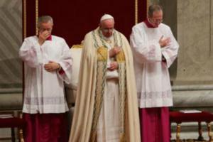 Pope Francis at Dec. 31 Vespers in St. Peter's Basilica.