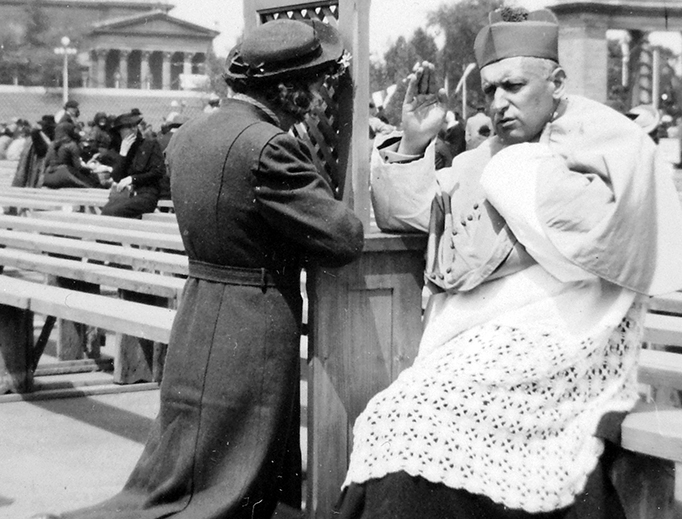 Cardinal József Mindszenty hears Confessions during the 1938 Eucharistic Congress in Budapest
