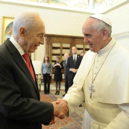 President Shimon Peres of Israel meets with Pope Francis at the Vatican on April 30. 