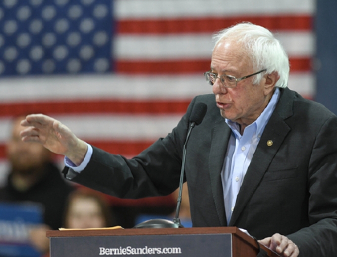 Bernie Sanders stumping in New Hampshire, February 10, 2020. 