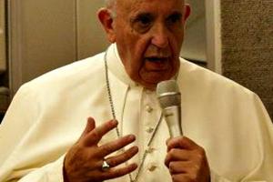 Pope Francis speaks to journalists on his flight from Philadelphia to Rome.