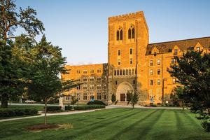 In 1986, the Congregation for the Doctrine of the Faith stripped Father Charles Curran of his right to teach theology at The Catholic University of America over his dissent from Humanae Vitae. Now, the Washington-based university, its Theological College shown, is part of campus initiatives to promote Church teaching on Paul VI’s 50-year-old document. An April conference on campus discussed God’s vision for married love. 