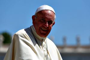 Pope Francis arrives for his general audience in St. Peter's Square on Aug. 24.