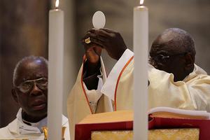 Cardinal Robert Sarah celebrates Mass in St. Peter's Basilica on the occasion of the 50th anniversary of his ordination to the priesthood, Sept. 28, 2019.