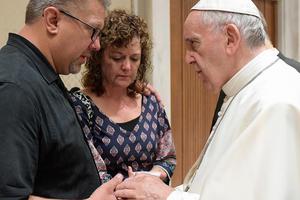 Pope Francis meets with Solomon family on July 6.