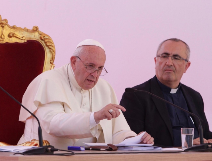 Pope Francis speaking in Naples, Italy, June 21, 2019. 