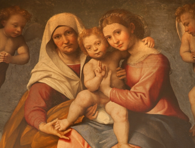 Saint Anne with the Madonna, and the child Jesus by Francesco Caroto from San Fermo Maggiore, 1528. 