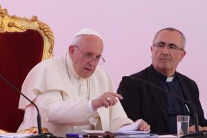 Pope Francis speaking in Naples, Italy, June 21, 2019. 