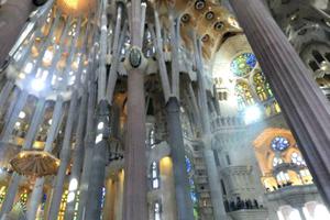 Interior of the Sagrada Familia (Holy Family) Basilica  in Barcelona, Spain

