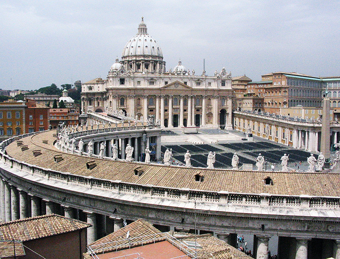 St. Peter's Square and Basilica in Rome.