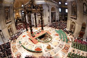A general view of St. Peter's Basilica during the opening Mass of the Synod of Bishops on the Pan-Amazon Region on Oct. 6 at the Vatican. 
