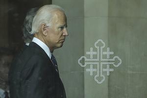 Former Vice President Joe Biden enters the Washington National (Episcopal) Cathedral for the funeral service of Senator John McCain, Sept. 1, 2018, in Washington, DC. 