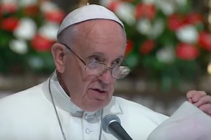 Pope Francis addressing the Fifth National Ecclesial Convention in Florence Cathedral today.