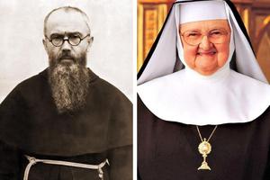 LEFT: St. Maximilian Kolbe/Public Domain. RIGHT: Mother Angelica/EWTN Photo.