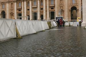 The commemorative stone that marks the spot in St. Peter's Square where the assassination attempt took place.