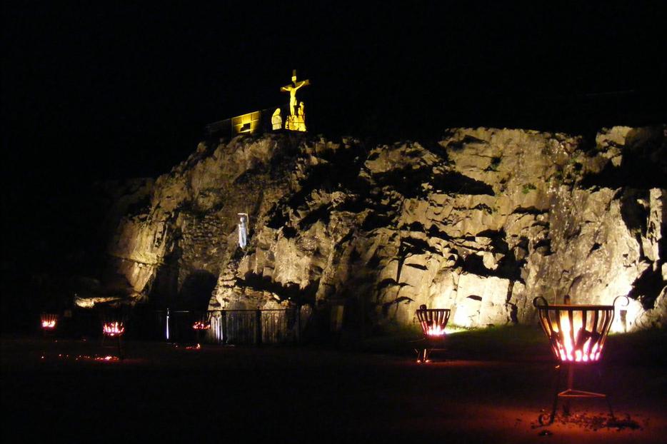 The local grotto on the hill will be the site of Jesus' Crucifixion on Good Friday.