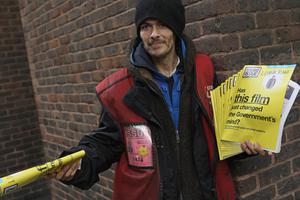 Big Issue seller Scott Hunter, 36, sells the street newspaper in London. The Big Issue was created in 1991 to offer homeless people the chance to earn a legitimate income thereby helping them to reintegrate into mainstream society.