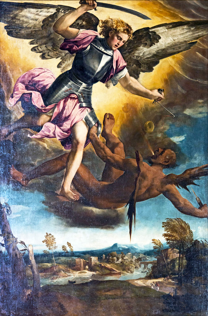Santi Giovanni e Paolo in Venice. Chapel of our Lady of the Rosary. St Michael Vanquishing the Devil by Bonifacio de' Pitati. Oil on canvas 1530.