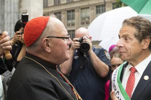 Cardinal Timothy Dolan and Gov. Andrew Cuomo attend 2017 Columbus Day parade.