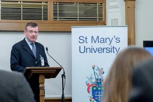 IDENTITY-CONSCIOUS. Vice Chancellor Francis Campbell, former British ambassador to the Holy See, is enhancing the Catholic identity of St. Mary’s University. 
