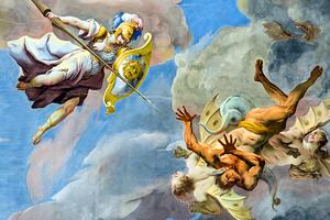 Paul Troger, “War in Heaven,” 1739 (Ceiling fresco at Göttweig Abbey in Austria)