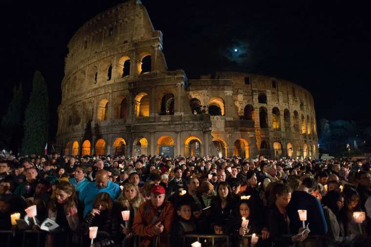 The Stations of the Cross at the Colosseum in Rome, April 3, 2015